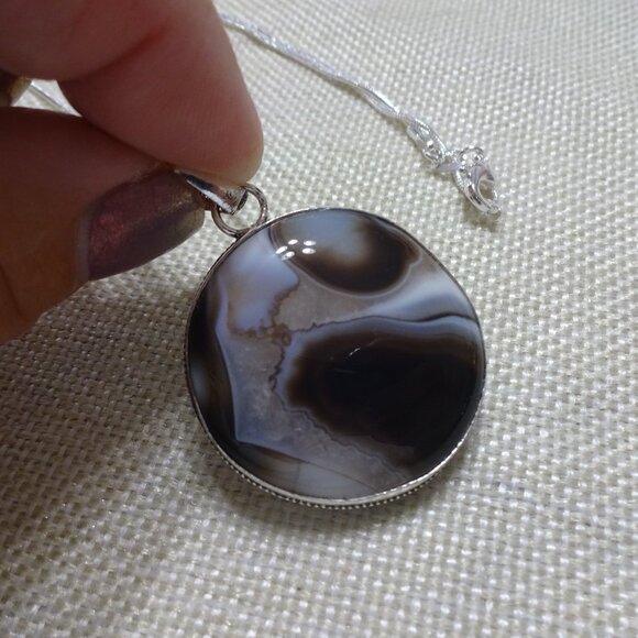 Beautiful MONTANA AGATE Handmade Sterling 925 Pendant/Chain #272C - Picture 1 of 3